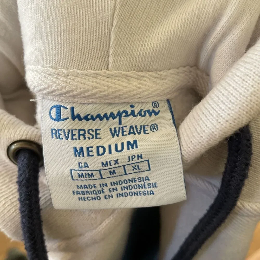 Vintage Y2K Champion Reverse Weave Color Block Cropped Hoodie Sweatshirt Size M - Picture 10 of 12
